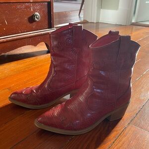 MIA Red Leather Ankle Boots